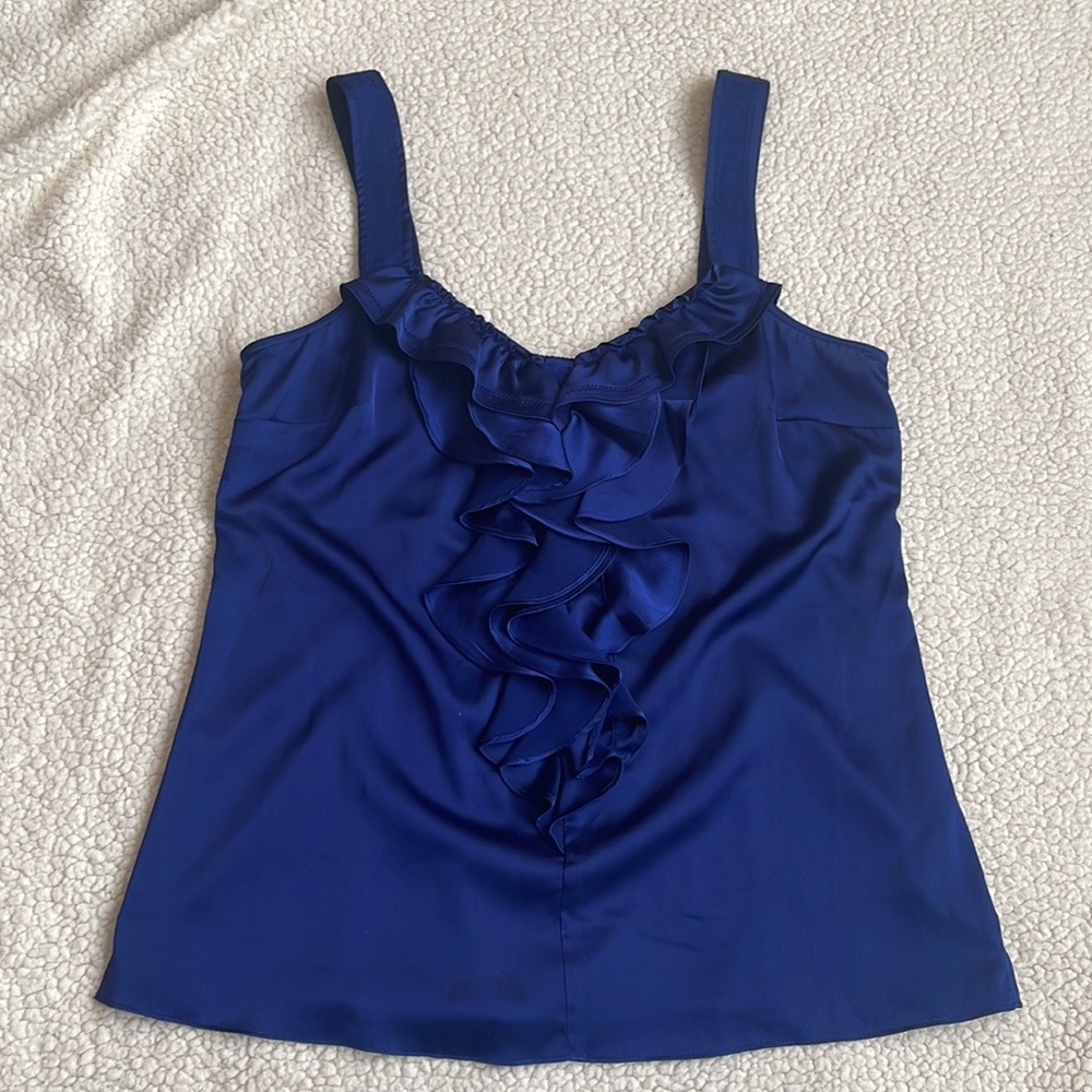 White House Black Market Blue Ruffle Cami